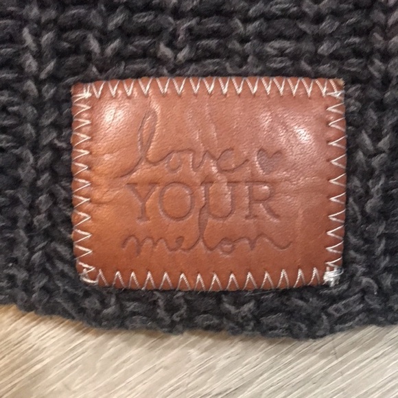 Love Your Melon Charcoal Gray “Beanie” with Leather Patch Beanie - Picture 4 of 7